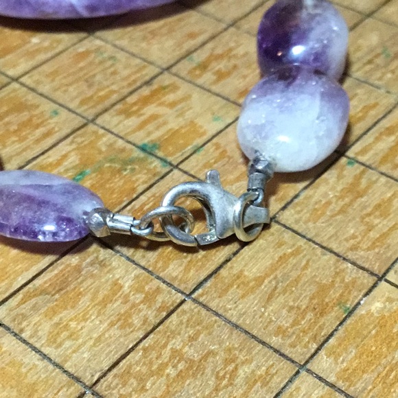 Semiprecious Charoite Stone Amethyst Crystal Necklace 19.5”L EVC 925 Claw Clasp - Picture 11 of 12